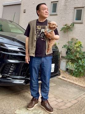 「JUNRED（ジュンレッド）のアイテム（パンツ）」を使った、かつさん（メンズ・174cm）の夏コーディネート
