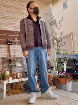 「AZUL by moussy（アズールバイマウジー）のAZUL DENIM ワイド（デニムパンツ、ブルー系）」を使った、かつさん（メンズ・174cm）の春コーディネート