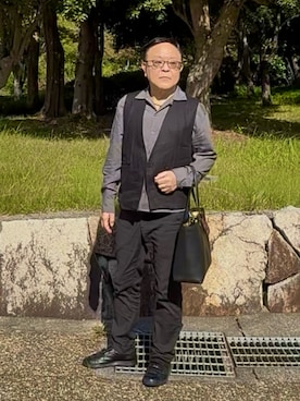 「アイテム（ベスト）」を使った、かつさん（メンズ・174cm）の秋コーディネート