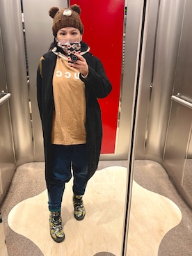 「フユコーデ」｜「アイテム（ブーツ）」を使った、クロコさん（レディース・153cm）の冬コーディネート
