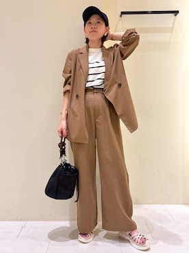「アイテム（テーラードジャケット、イエロー系）」を使った、Sumi.さん（レディース・152cm）の夏コーディネート