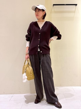 「ROPE' PICNIC（ロペピクニック）のROPE' PICNIC PASSAGE byHARUTA メタルモチーフローファー（ローファー、ブラウン系）」を使った、Sumi.さん（レディース・152cm）の秋コーディネート