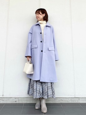 「ROPE' PICNIC（ロペピクニック）のアイテム（ステンカラーコート）」を使った、しずかさん（レディース・155cm）の秋コーディネート