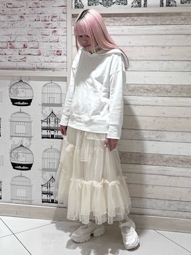 「merry jenny（メリージェニー）のアイテム（スウェット）」を使った、tomomiさん（レディース・163cm）の冬コーディネート