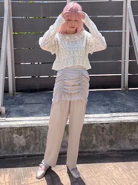 「merry jenny（メリージェニー）のアイテム（スラックス）」を使った、tomomiさん（レディース・163cm）の夏コーディネート