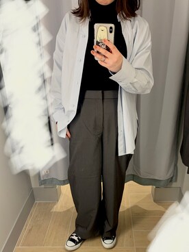 「H&M（エイチ・アンド・エム）のアイテム（シャツ/ブラウス）」を使った、nnnncisさん（レディース・161cm）の冬コーディネート