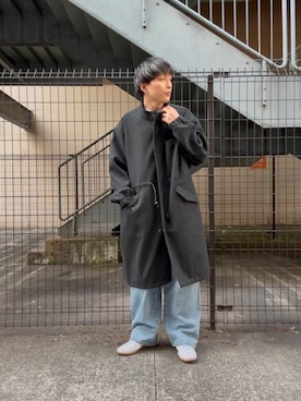 「アイテム（モッズコート、グレー系）」を使った、わかさまさん（メンズ・173cm）の冬コーディネート