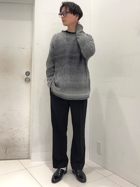 「ストレートパンツ」｜「アイテム（スリッポン）」を使った、わかさまさん（メンズ・173cm）の春コーディネート