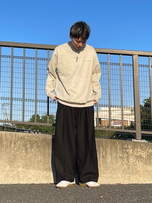 『ユニセックス』シシュウフェイクスエードクルーネックスウェット