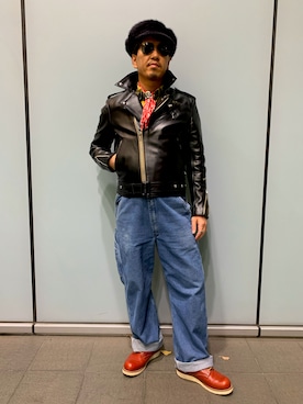 「KANGOL（カンゴール）のアイテム（キャスケット）」を使った、JohnnyTさん（メンズ・171cm）の冬コーディネート