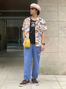 「Lucien Pellat-Finet（ルシアンペラフィネ）のアイテム（パンツ）」を使った、JohnnyTさん（メンズ・171cm）の夏コーディネート