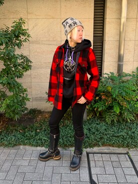 「WOOLRICH（ウールリッチ）のアイテム（その他アウター）」を使った、JohnnyTさん（レディース・161cm）の冬コーディネート