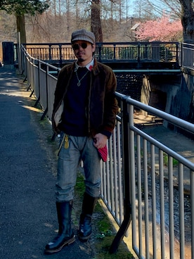 「PENDLETON（ペンドルトン）のアイテム（ニット/セーター）」を使った、JohnnyTさん（メンズ・171cm）の冬コーディネート