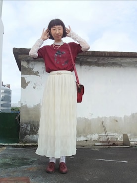 「夏秋ミックス」｜「アイテム（ローファー）」を使った、杜凌 🇹🇼さん（レディース・156cm）の夏コーディネート