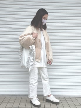 「merry jenny（メリージェニー）のアイテム（ブルゾン）」を使った、umimatsuさん（レディース・153cm）の春コーディネート