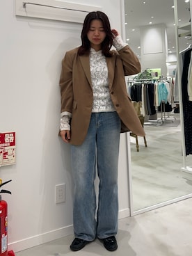 「fredy emue（フレディエミュ）のコットンレースフーディ（Tシャツ/カットソー、ホワイト系）」を使った、そらさん（レディース・160cm）の春コーディネート