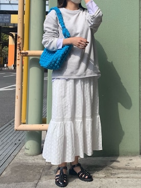 「スエット」｜「アイテム（サンダル）」を使った、そらさん（レディース・160cm）の春コーディネート