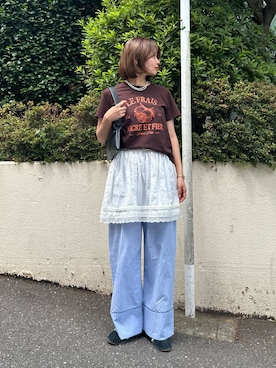 「レイヤードstyle」｜そらさん（レディース・160cm）の夏コーディネート