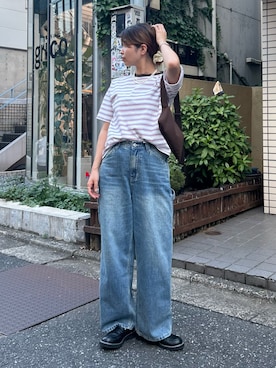 「アイテム（ローファー）」を使った、そらさん（レディース・160cm）の夏コーディネート