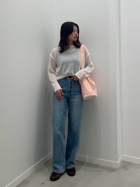 「fredy emue（フレディエミュ）の【待望の新色＆サイズ展開追加／@sora_522m企画】BASIC STRAIGHT DENIM（デニムパンツ、ブルー系）」を使った、そらさん（レディース・160cm）の春コーディネート