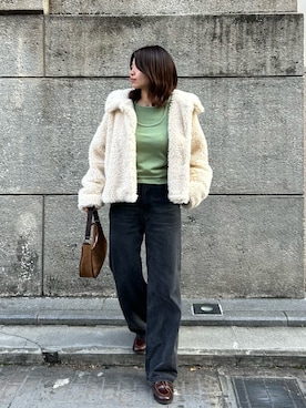 「クリスマス」｜「アイテム（ムートンコート）」を使った、そらさん（レディース・160cm）の冬コーディネート