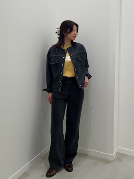 「fredy emue（フレディエミュ）の【待望の新色＆サイズ展開追加／@sora_522m企画】BASIC STRAIGHT DENIM（デニムパンツ、ブラック系）」を使った、そらさん（レディース・160cm）の春コーディネート