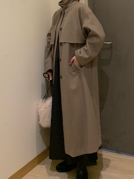 「キャミワンピ」｜「アイテム（ステンカラーコート）」を使った、そらさん（レディース・160cm）の冬コーディネート