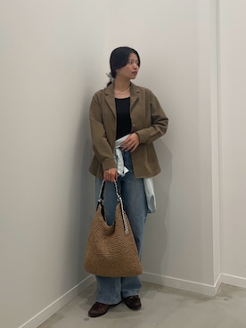 「fredy emue（フレディエミュ）の【待望の新色＆サイズ展開追加／@sora_522m企画】BASIC STRAIGHT DENIM（デニムパンツ、ブルー系）」を使った、そらさん（レディース・160cm）の春コーディネート