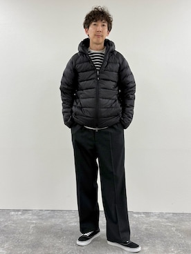 「アイテム（ダウンジャケット/コート）」を使った、Nicolas Tanakaさん（メンズ・181cm）の秋コーディネート