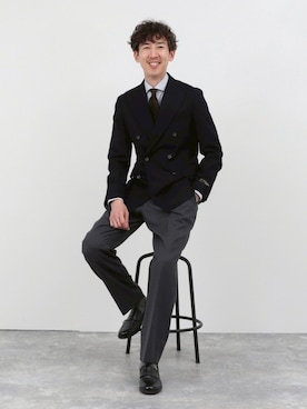 「アイテム（スラックス）」を使った、Nicolas Tanakaさん（メンズ・181cm）の秋コーディネート