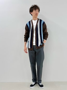 「アイテム（カーディガン/ボレロ）」を使った、Nicolas Tanakaさん（メンズ・181cm）の秋コーディネート