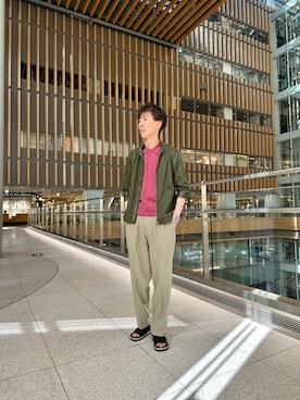 「Stutostein Nolley's（シュテットシュタインノーリーズ）のアイテム（サンダル）」を使った、Nicolas Tanakaさん（メンズ・181cm）の春コーディネート