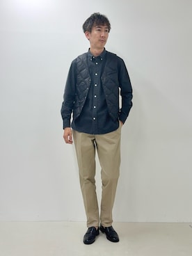 「アイテム（ダウンベスト）」を使った、Nicolas Tanakaさん（メンズ・181cm）の秋コーディネート