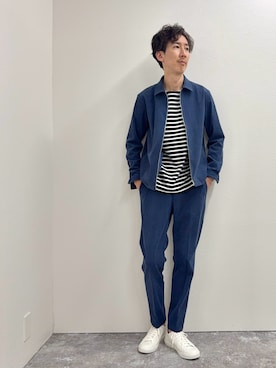 「セットアップスタイル」｜「アイテム（ブルゾン）」を使った、Nicolas Tanakaさん（メンズ・181cm）の秋コーディネート