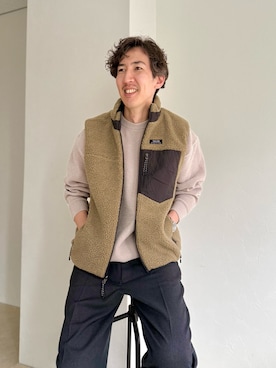 「アイテム（ダウンベスト）」を使った、Nicolas Tanakaさん（メンズ・181cm）の秋コーディネート