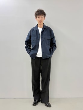 「撥水」｜「アイテム（スラックス）」を使った、Nicolas Tanakaさん（メンズ・181cm）の秋コーディネート