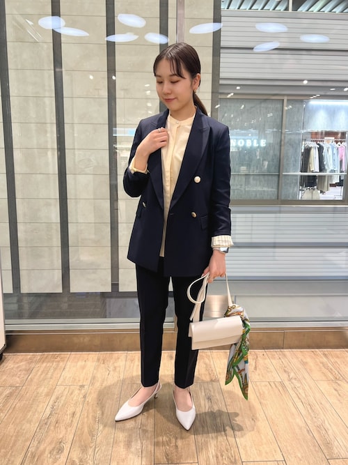 NOLLEY'S ネイビー ダブルブレスト ジャケット ウォッシャブルダブル