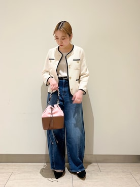 「アイテム（ノーカラージャケット）」を使った、とーこさん（レディース・152cm）の春コーディネート