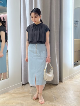 「タイトスカートコーデ」｜「アイテム（ショルダーバッグ）」を使った、とーこさん（レディース・152cm）の夏コーディネート