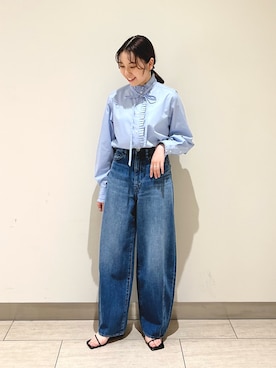 「カーブデニム」｜とーこさん（レディース・152cm）の秋コーディネート