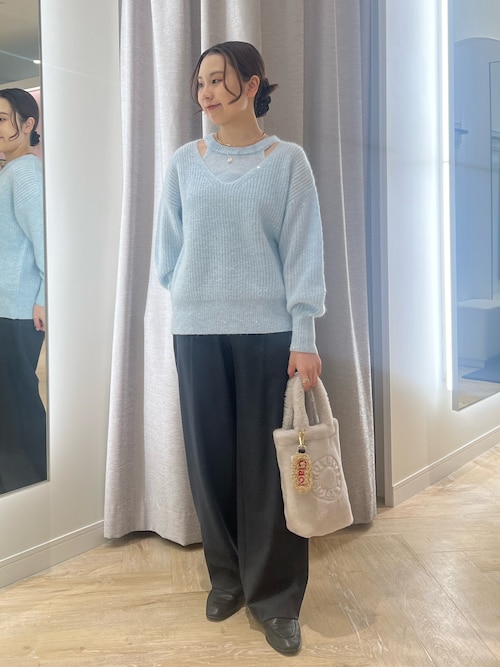 セール】《手洗い可能》スパンコールモヘヤレイヤード風プルオーバー  