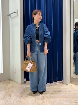 「デニムシャツ」｜「アイテム（財布/小物）」を使った、sachirinさん（レディース・153cm）の夏コーディネート
