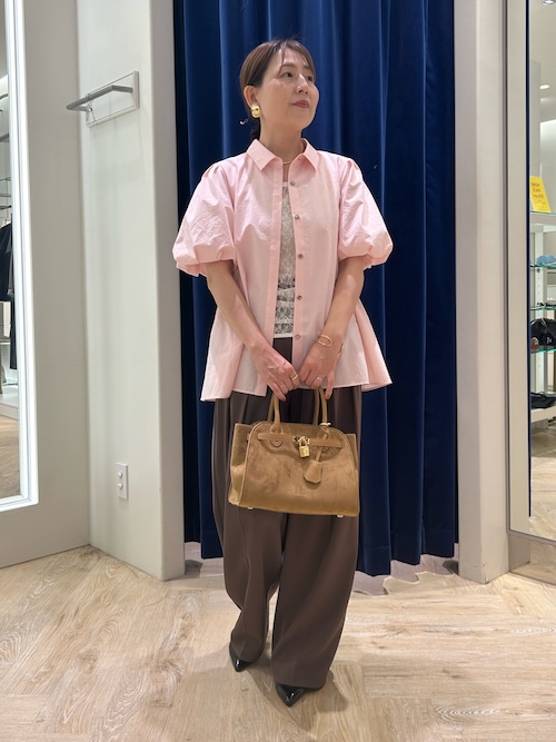 バックペプラムバルーンスリーブブラウス