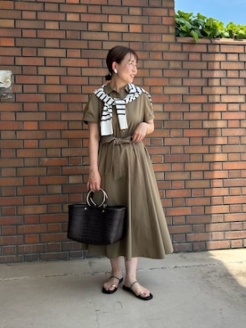 「アイテム（シャツワンピース）」を使った、sachirinさん（レディース・153cm）の夏コーディネート