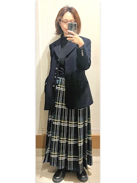 「courreges（クレージュ）のアイテム（ジャケット/アウター）」を使った、KOMAさん（レディース・156cm）の秋コーディネート