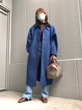 「niko and...（ニコアンド）のアイテム（ステンカラーコート）」を使った、KOMAさん（レディース・156cm）の冬コーディネート