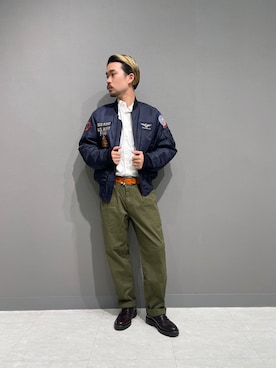 「秋」｜「アイテム（MA-1）」を使った、REIJIさん（メンズ・175cm）の秋コーディネート