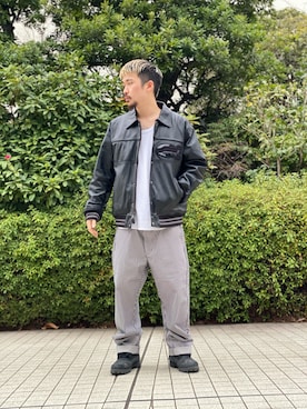 「ミリタリーコーデ」｜「アイテム（スタジャン）」を使った、REIJIさん（メンズ・175cm）の冬コーディネート