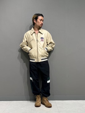 「秋」｜「アイテム（スタジャン）」を使った、REIJIさん（メンズ・175cm）の秋コーディネート
