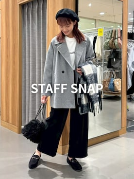 「アイテム（その他アウター、グレー系）」を使った、FOUND GOODさん（レディース・164cm）の冬コーディネート